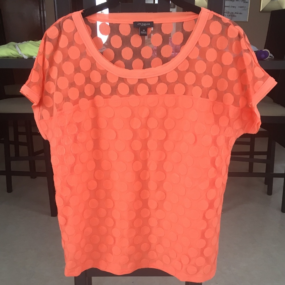 Ann Taylor mesh polka dot tee